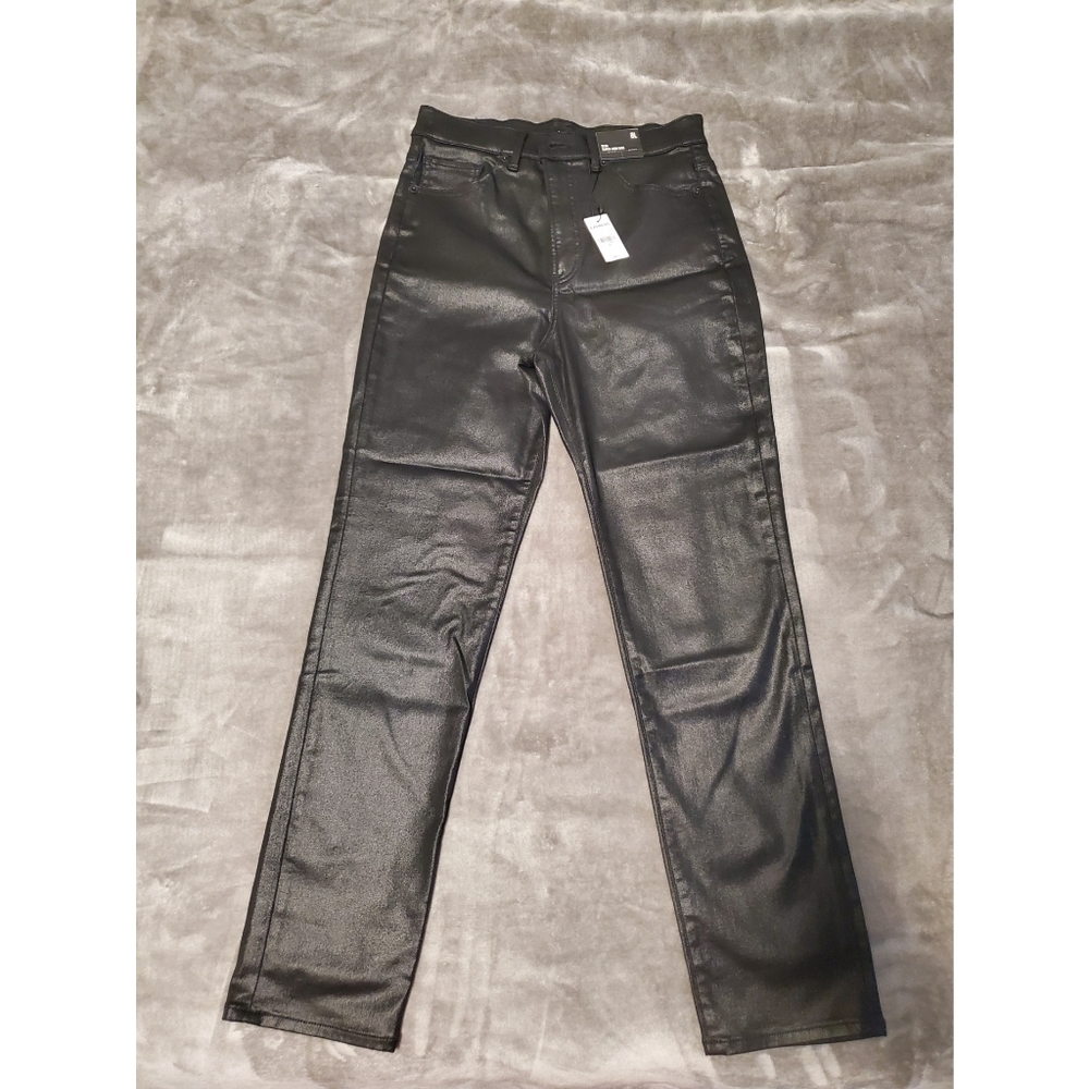 Express Super High Rise Coated Staright leg jeans